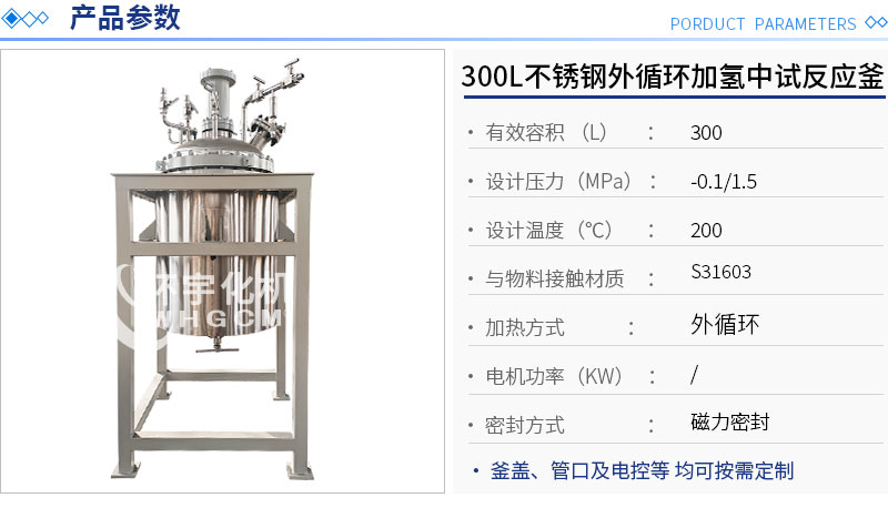 300L不锈钢加氢中试反应釜